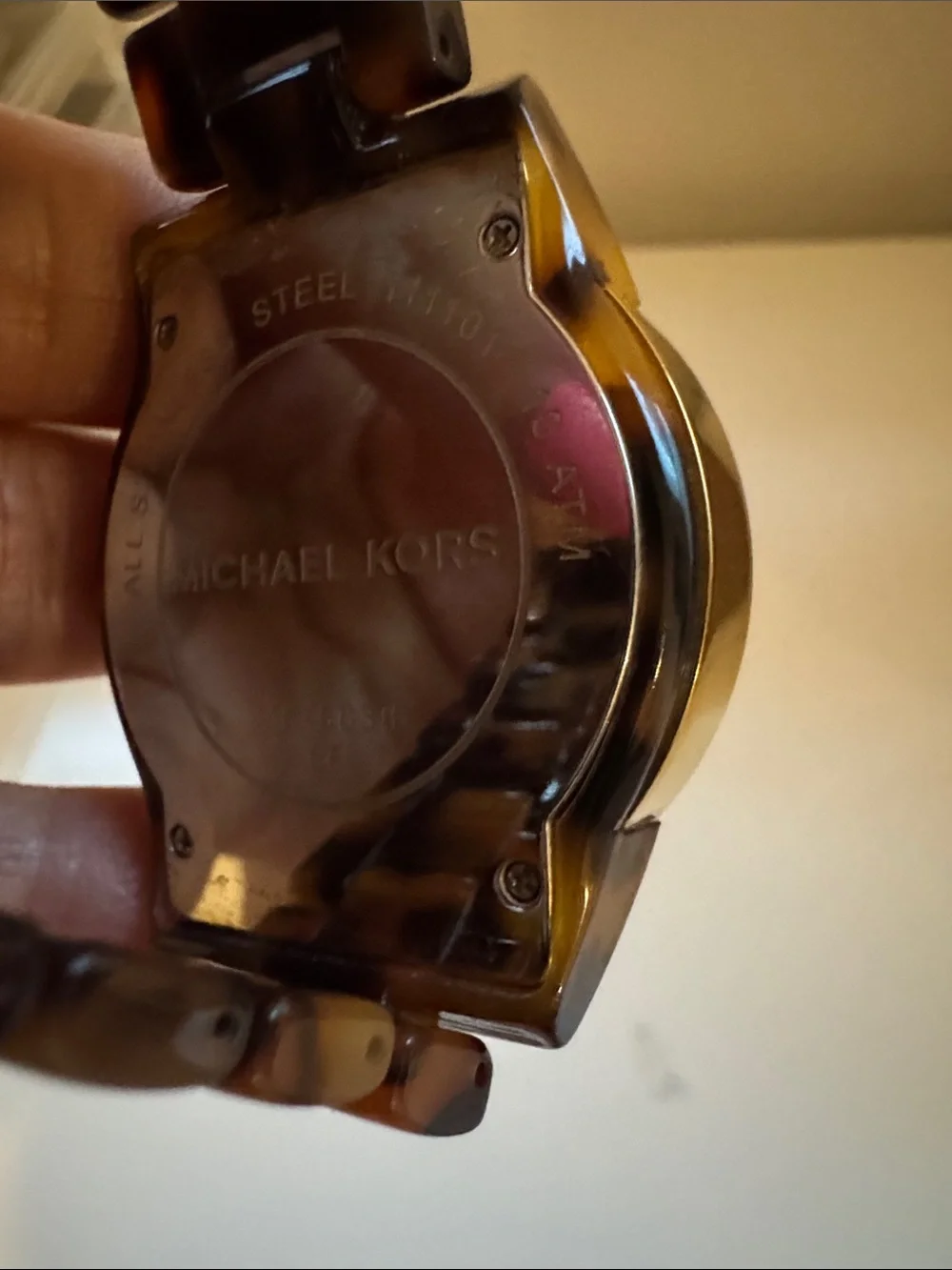 Michael Kors Brown Tortoise Shell and Gold Tone Crystal Watch